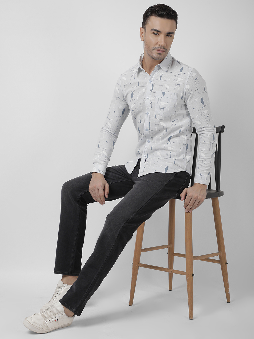 Numero Uno Men Abstract Blue Shirt